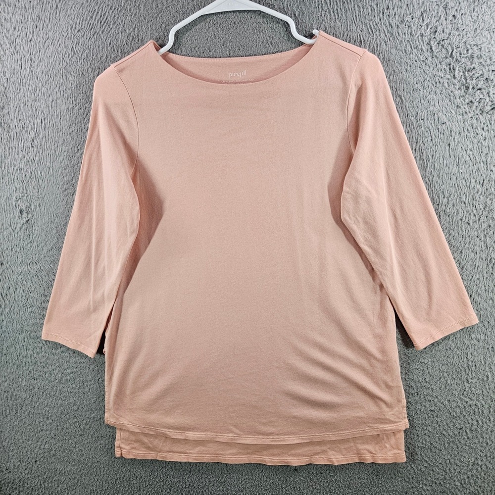 Pure Jill Boatneck Layered Tunic Blush Pink 3/4 Sleeve Cotton Modal Top Small